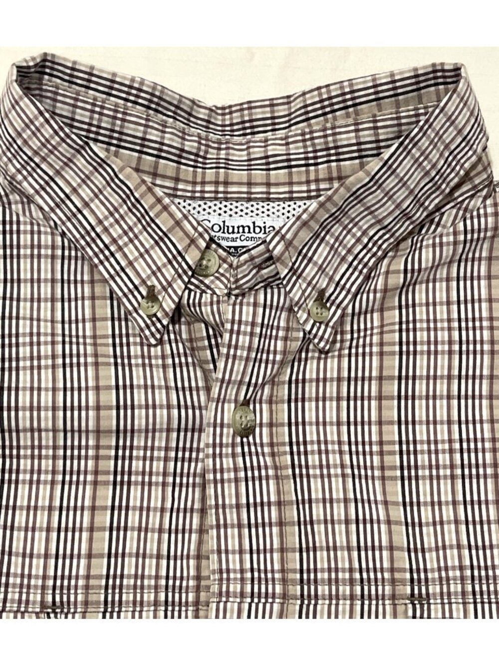 Columbia PFG Mens XXL Brown Plaid Fishing Shirt Vent Back Short Sleeve Big Tall - Picture 7 of 14